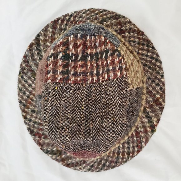Jonathan Richard Mens Bucket Hat 100% Wool Donegal Tweed Patchwork M - Picture 5 of 8